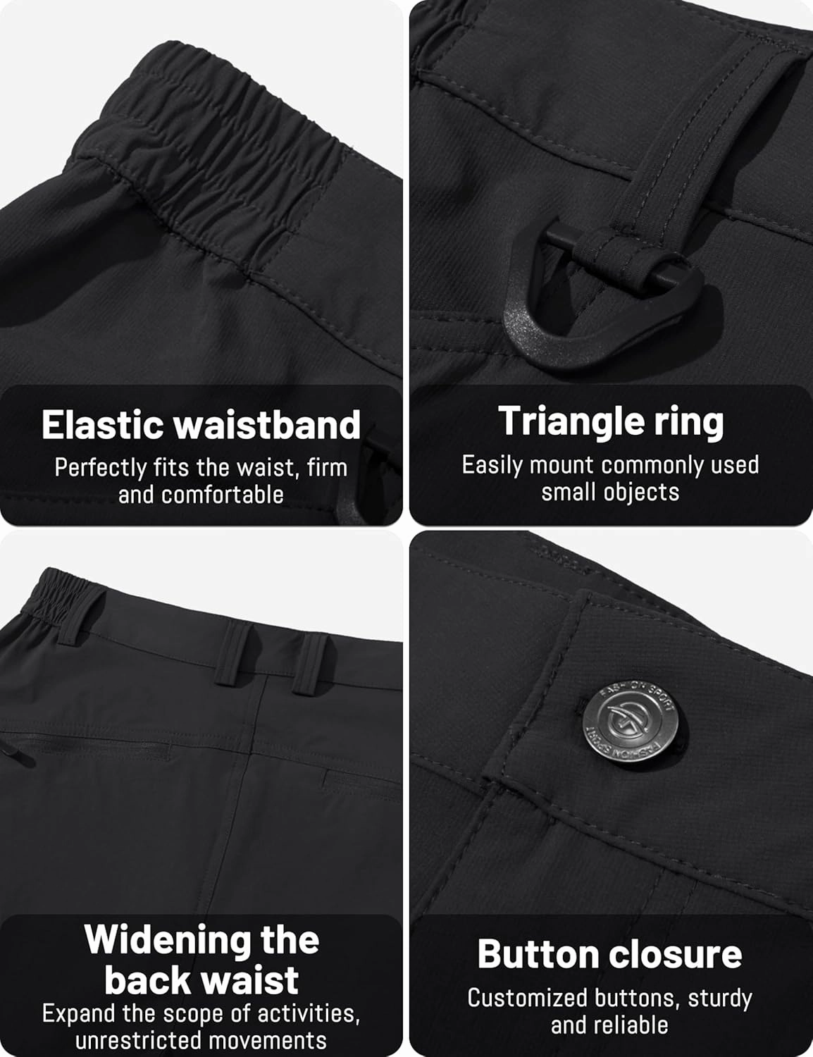 TACVASEN Men's Lightweight Hiking Tactical Pants Waterproof Quick Dry Cargo Work Rain Outdoor Pants 8 Pockets