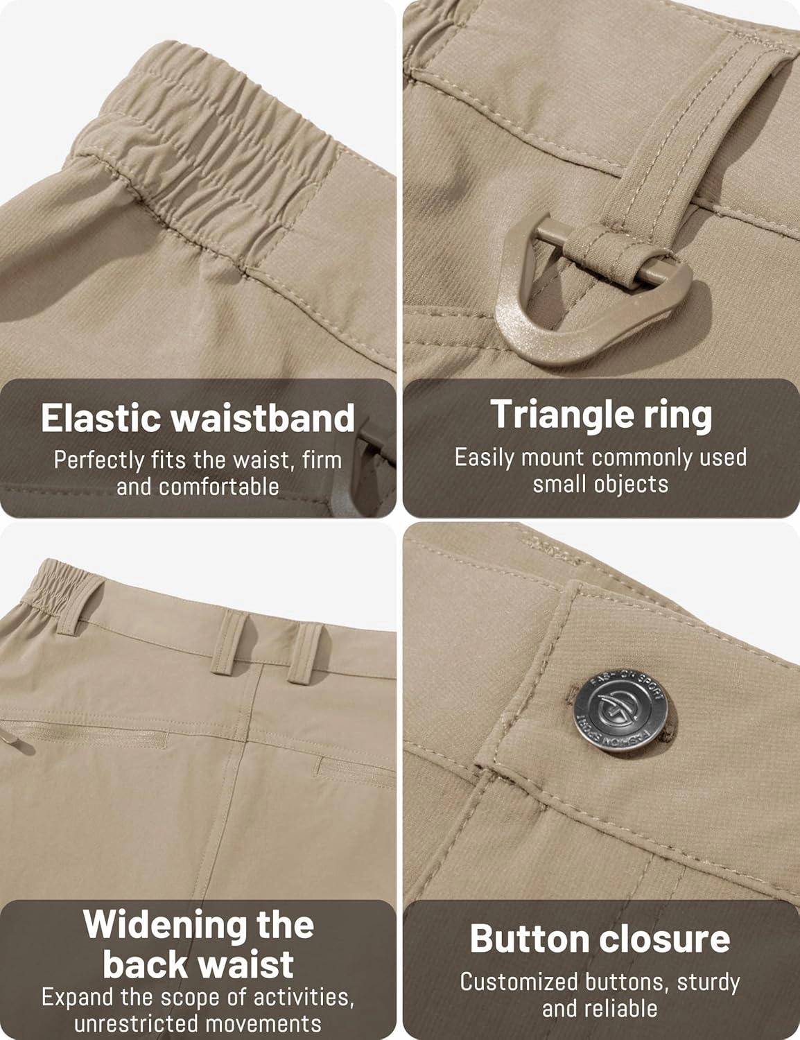 TACVASEN Men's Lightweight Hiking Tactical Pants Waterproof Quick Dry Cargo Work Rain Outdoor Pants 8 Pockets