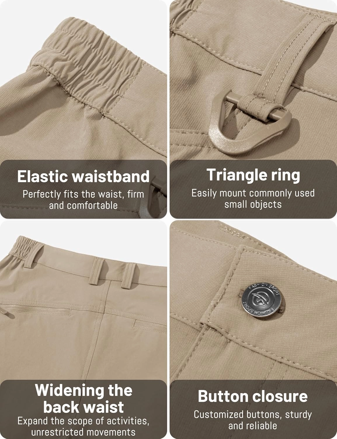 TACVASEN Men's Lightweight Hiking Tactical Pants Waterproof Quick Dry Cargo Work Rain Outdoor Pants 8 Pockets