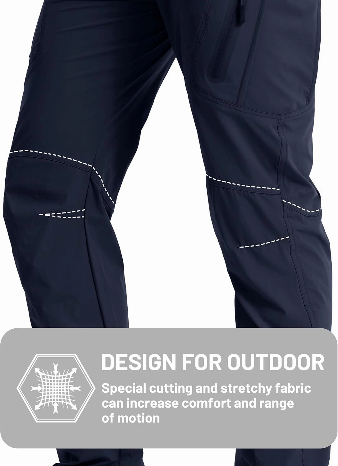 TACVASEN Men's Lightweight Hiking Tactical Pants Waterproof Quick Dry Cargo Work Rain Outdoor Pants 8 Pockets