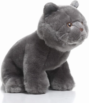 TAMMYFLYFLY Lifelike British Shorthair Cat Plush Stuffed Animal Toy British Shorthair Cat Animal Model 32cm