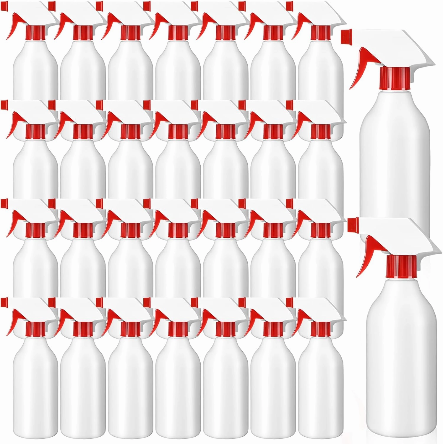 Tanlade 30 Pack Plastic Spray Bottles 16 oz Leak Proof Squirt Bottle Refillable Empty Bottles Spray Water Bottle Mist Sprayer with Red Nozzles for Hair Essential Oil Cleaning Solutions Plants Pets