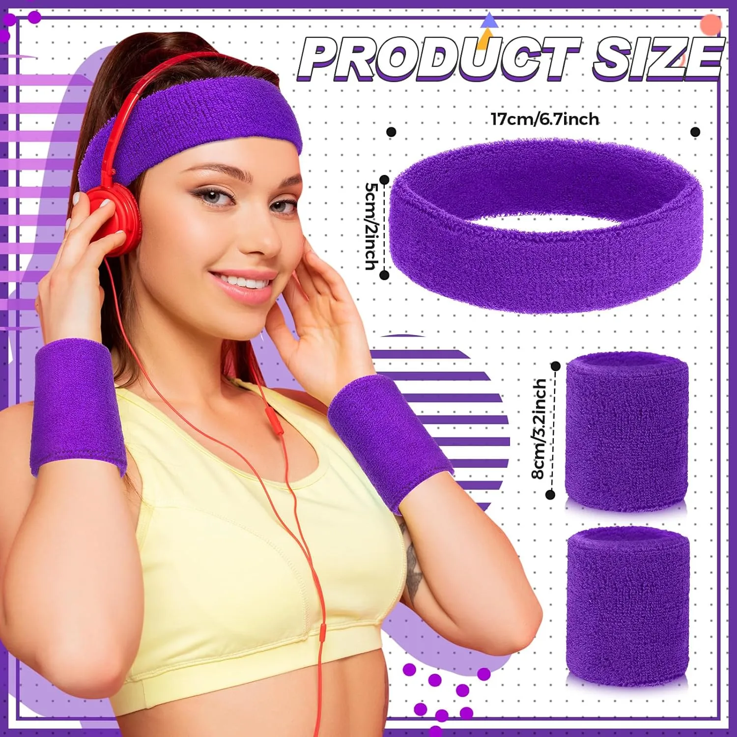 Tarpop 80s Neon Women Slouch Socks 90s Headbands Wristbands Fanny Pack Leg Warmers Sweatbands Waist Bag Women Party Costume