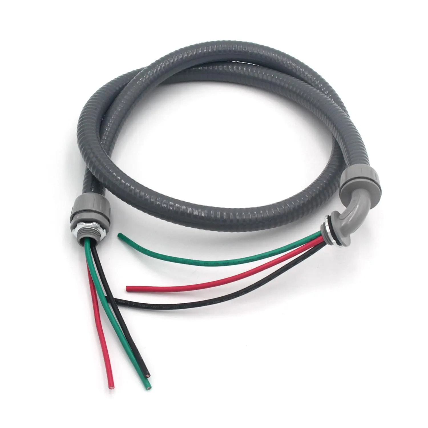 TAUROX 1/2-Inch 10 Gauge Electrical Wires Liquid Tight Conduit Wire with Ground Nonmetallic Flexible Conduits AC Disconnect Box Outdoor Electrical Whip Kit Power Whip Assembly(6FTx1/2Inch)
