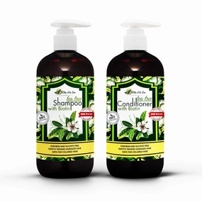 Tea Tree Oil & Biotin Shampoo & Conditioner Set for Men & Women | Professional Strength Formula | Refreshes & Stimulates Hair & Scalp | Moisturizing, Conditioning & Anti Hair Loss with DHT Blockers