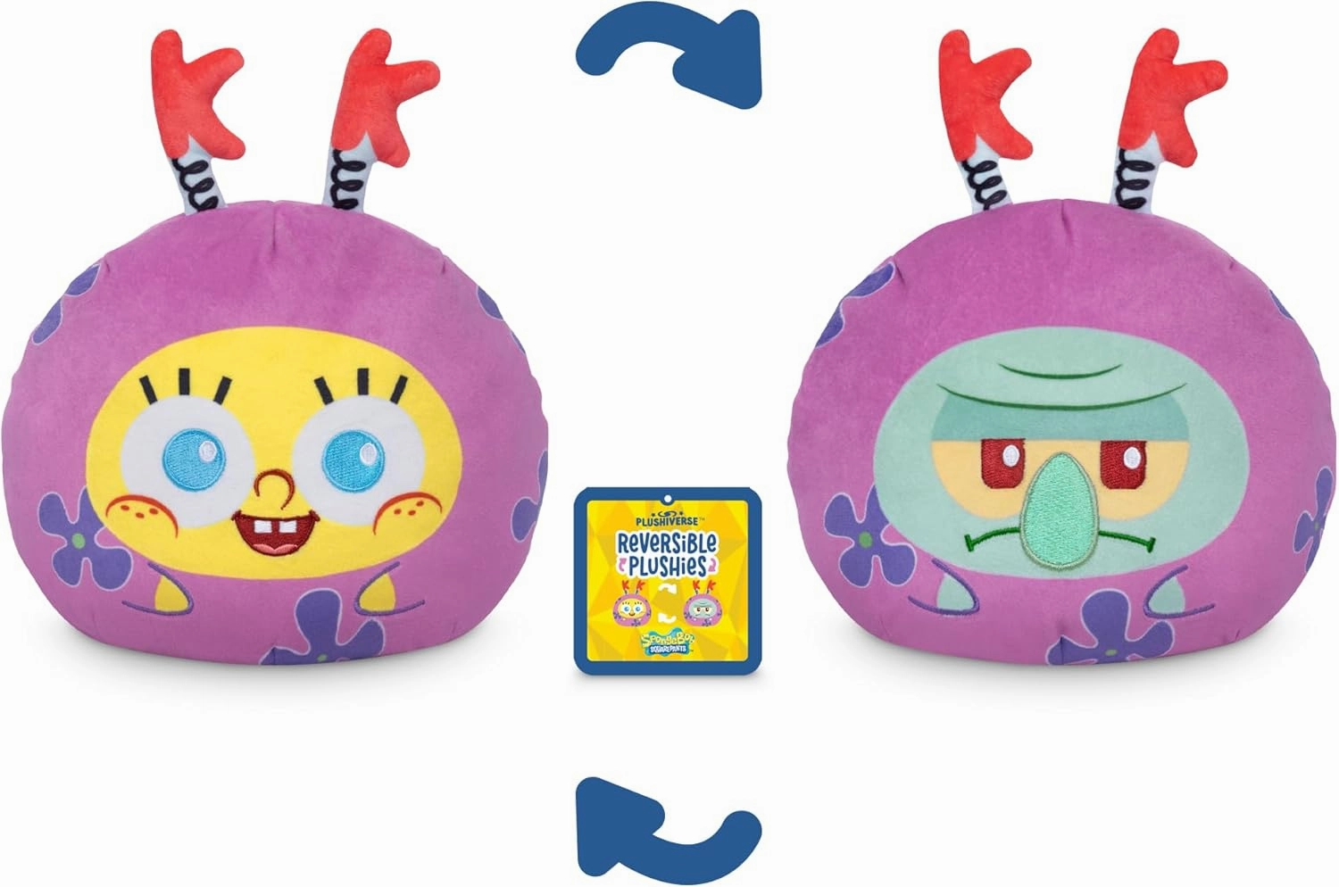 TeeTurtle Spongebob Squarepants Reversible 6" Plushie - Kuddly Krab Spongebob and Squidward - Kawaii Cute Soft Stuffed Animals