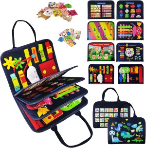 TenFans Busy Board - Montessori Toys for 1 2 3 4 Year Old - Sensory Toys for Toddlers 1-4 - Gifts for Boys Learning Fine Motor Skills - Educational Activities Travel Toys for Car Airplane