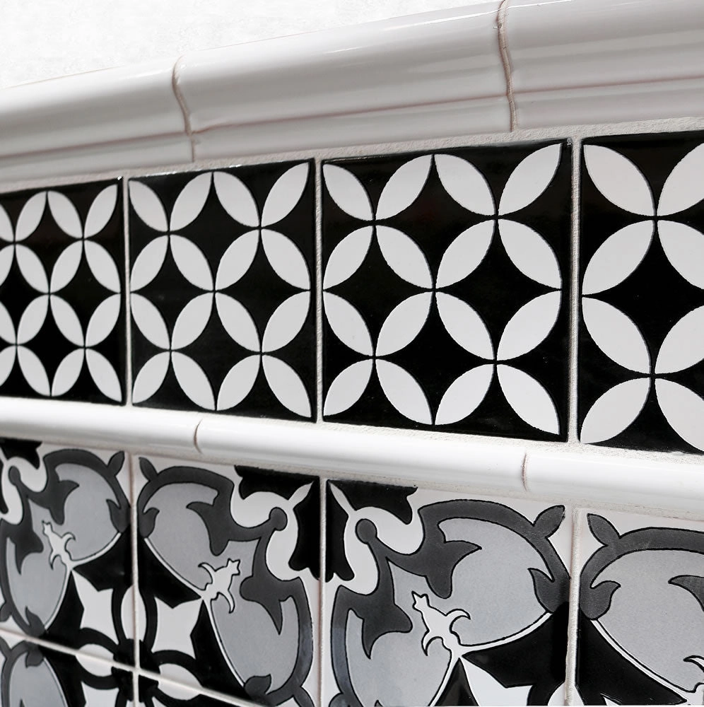 Terra Nova Mediterraneo Decorative Tile: Prisme Black & White