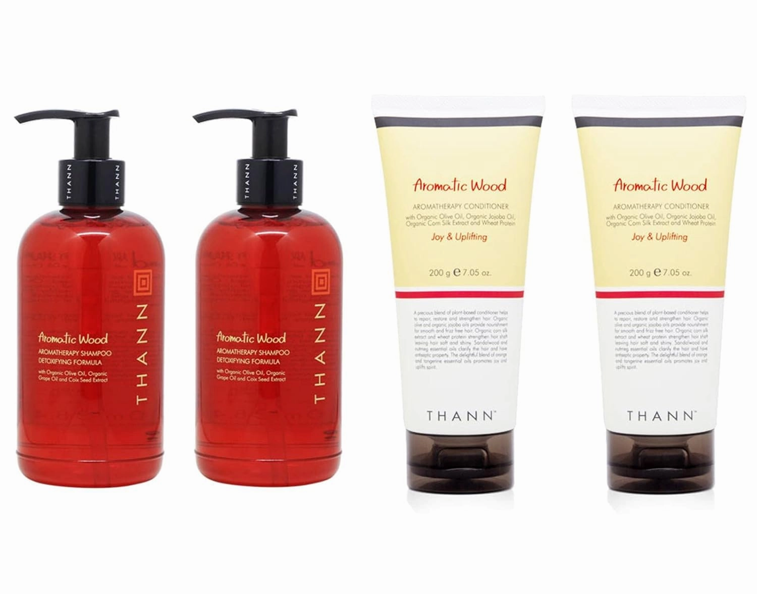 THANN Aromatic Wood Shampoo and Aromatic Wood Conditioner Set.