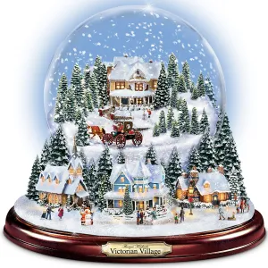 The Bradford Exchange Thomas Kinkade Victorian Christmas Village Snowglobe