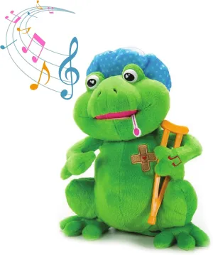 The Petting Zoo Feel Better Musical Frog Stuffed Animal Plushie, Gifts for Kids, Musical Animals, Get Well Soon Green Frog Plush Toy, 10 inches
