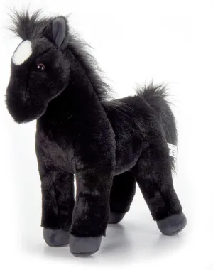 The Petting Zoo Standing Black Horse Stuffed Animal Plushie, Gifts for Kids, Wild Onez Barnyard Animals, Black Horse Plush Toy, 12 inches