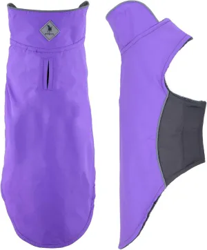 The Worthy Dog All-Weather Three-Season Apex Nylon Adjustable Dog Jacket, Reflective Wind and Water Resistant Coat With Harness Hole, Purple - 12''