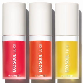 THESAEM Eco Soul Lip Oil 3 Combo Set (01 Honey   02 Berry   03 Grapefruit) - Plumping & Hydrating Lip Oil to Nourish & Moisturize Lips - Lips Soft & Glossy for Dry Lips, 0.21 fl.oz.