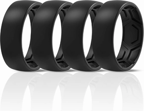 ThunderFit Men's Patterned Silicone Rings, 8mm Wide 2.2mm Thick Rubber Bands,Variety Multipack 1,4,7