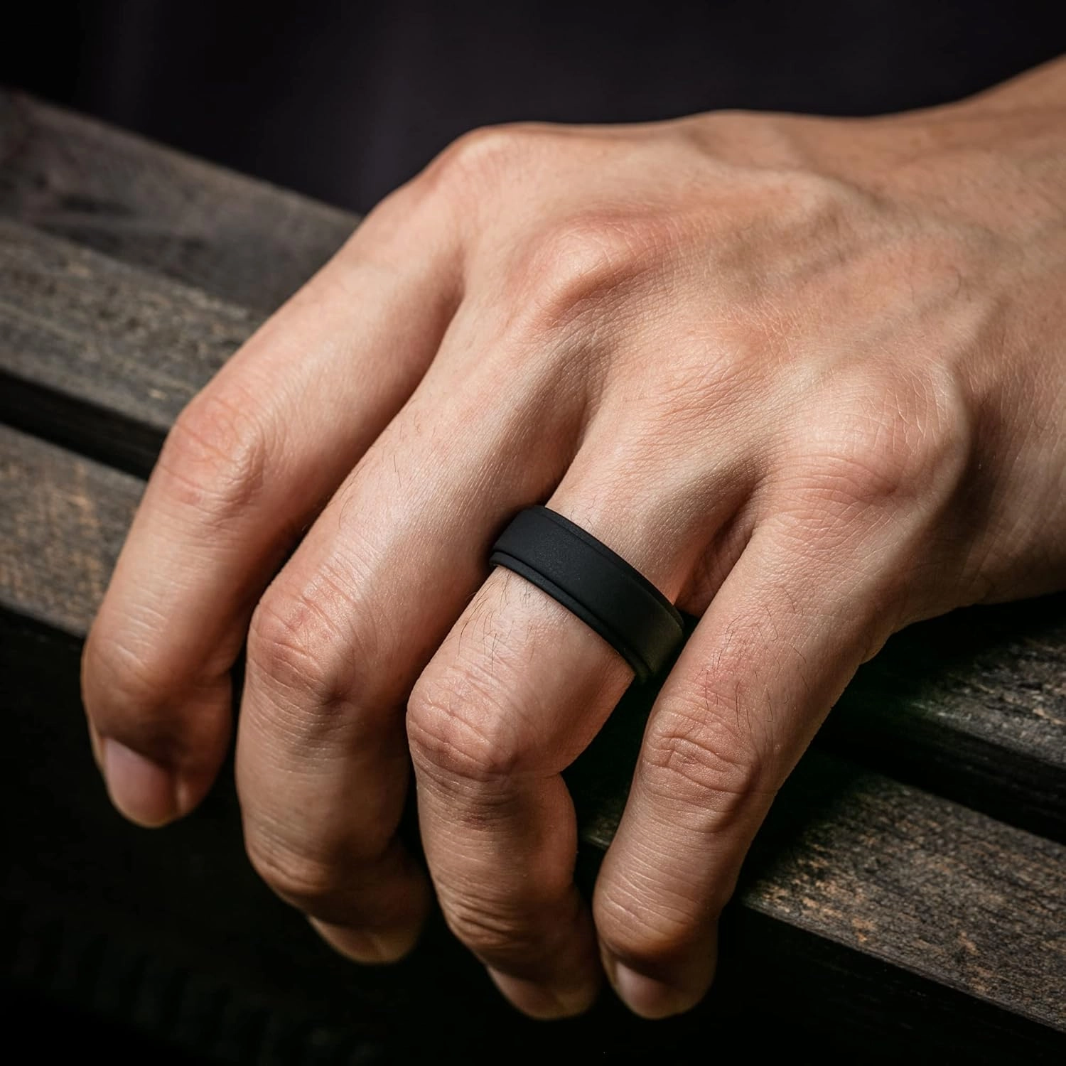 ThunderFit Silicone Wedding Rings for Men, Breathable Airflow Pattern 8mm Wide 2mm Thick - 1/4/5/8 Variety Multipack