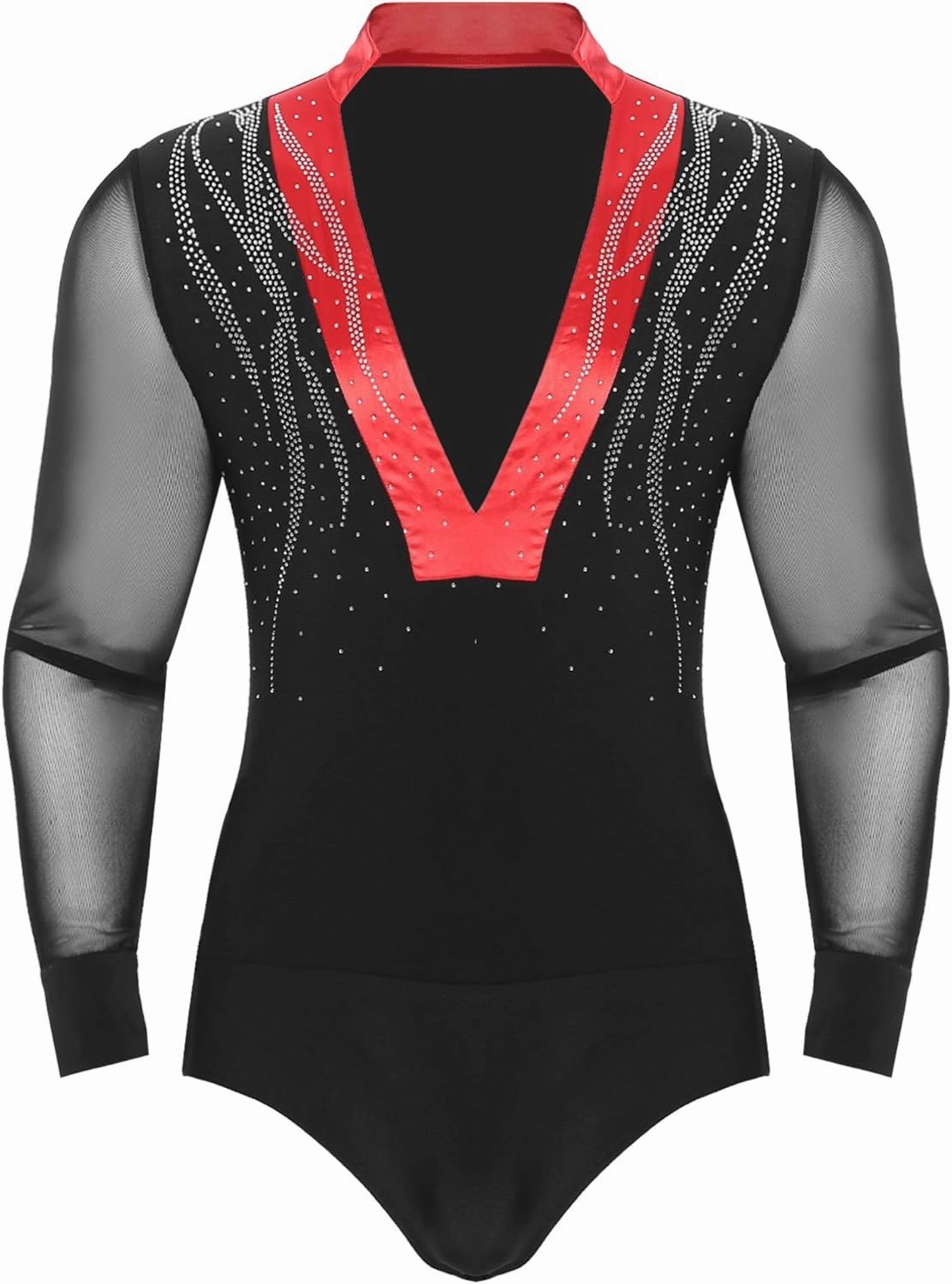TiaoBug Men Long Sleeves Latin Dance Shirts Suit Chacha Rumba Samba Ballroom Dancing Tops