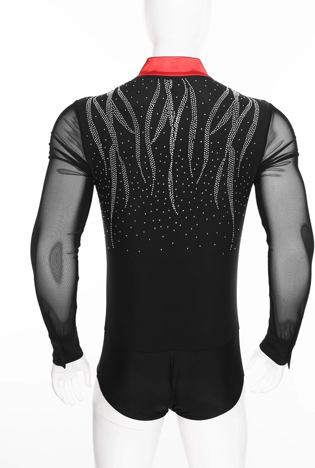 TiaoBug Men Long Sleeves Latin Dance Shirts Suit Chacha Rumba Samba Ballroom Dancing Tops