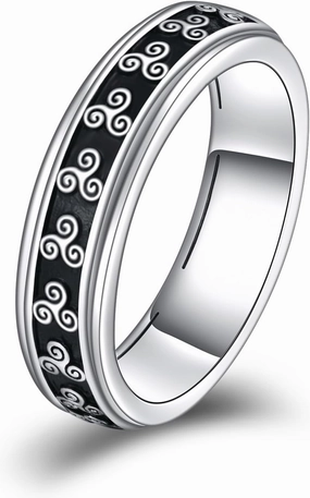 TIGER RIDER Sterling Silver Anxiety Ring for Men Celtic Knot Fidget Ring Spinner Ring Gifts Birthday