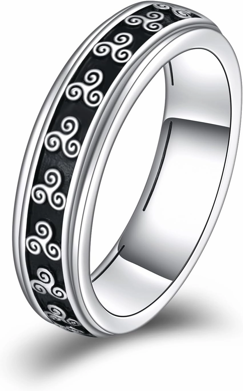 TIGER RIDER Sterling Silver Anxiety Ring for Men Celtic Knot Fidget Ring Spinner Ring Gifts Birthday