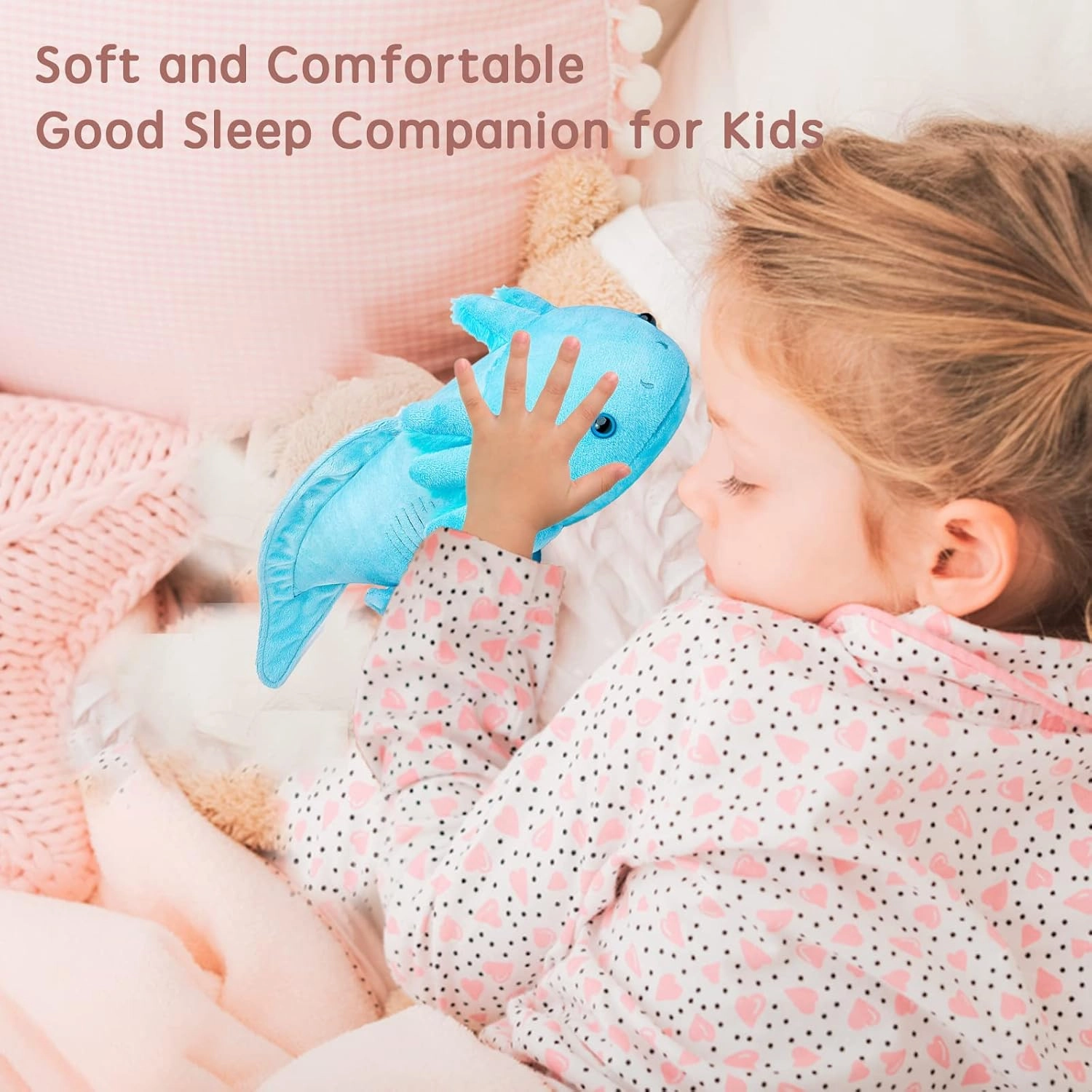 Tiny Heart Axolotl Plush, Axolotl Stuffed Animal, Lifelike Cute Blue Axolotl Plush Toy, Gifts for Kids, Girls for Gifts 20 Inches Long(Blue)