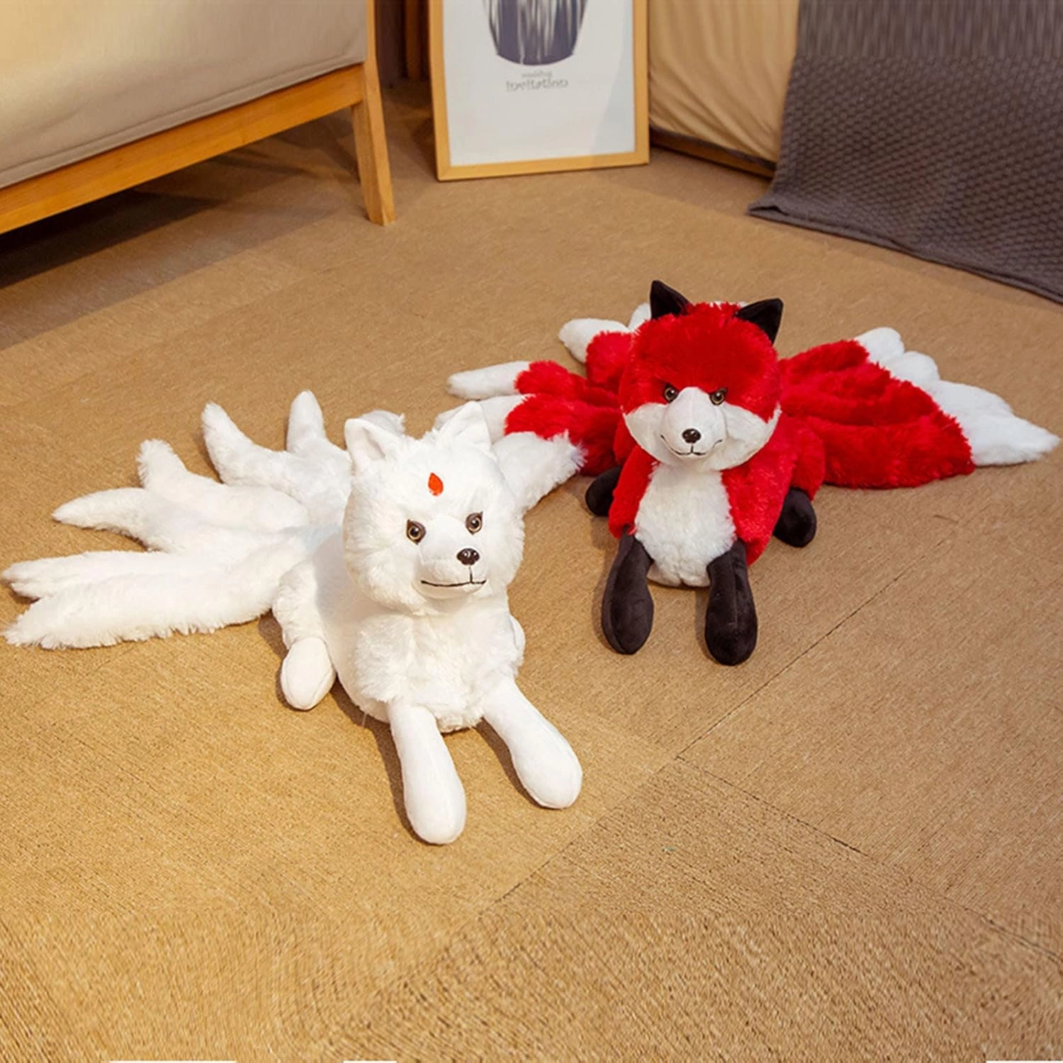 Tiny Heart Simulation Nine-tailed Fox Plush Toy, 10.23inch Soft lifelike Cute Fox Stuffed Animal Plush Toy, Home Decoration, for Kids Boys and Girls