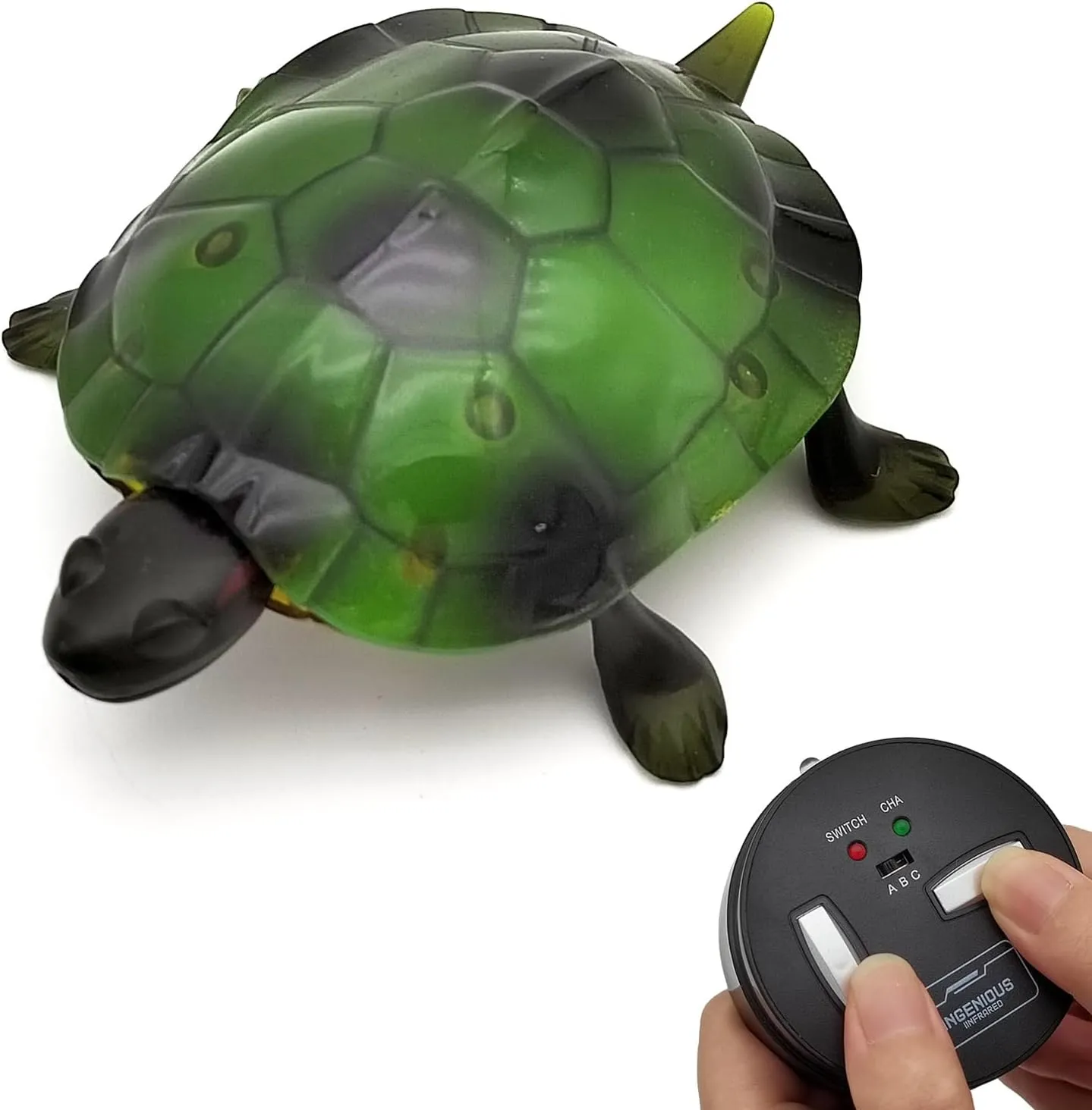 Tipmant Cute RC Turtle Remote Control Tortoise Toy Realistic Simulation Electric Electronic Animal for Cat Toddler Kids Birthday (Green)