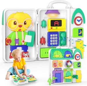 Toddler Boy Toy for 1-2 Year Old, Montessori Birthday Gift for 1  Year Old Boy Girl, Motor Skills Developmental Toy, Busy Board for Toddler Age 1-2