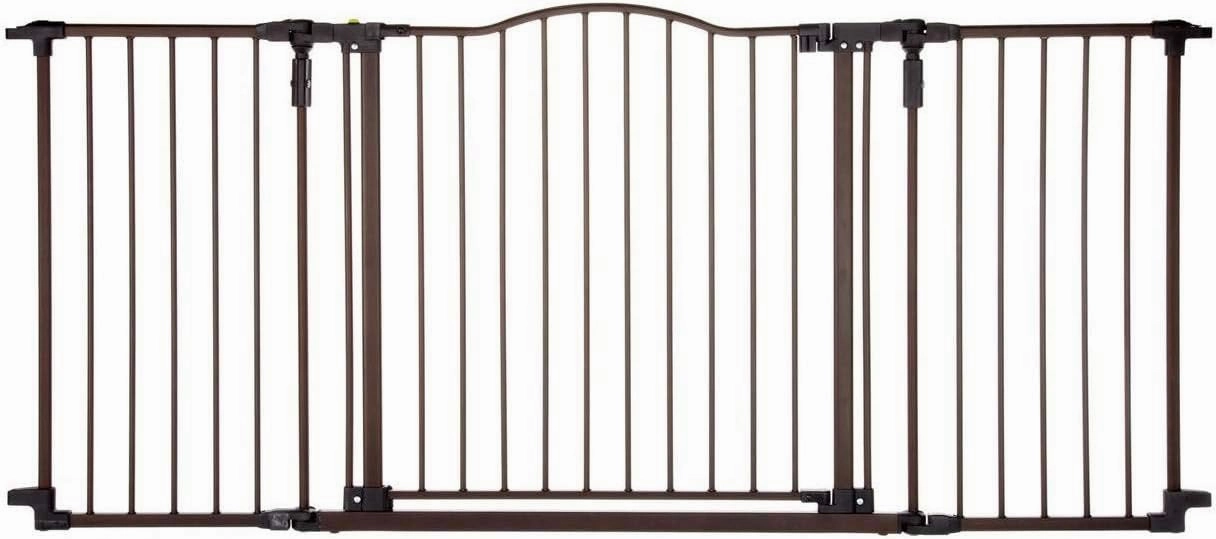 Toddleroo by North States 72” wide Deluxe Décor Baby Gate: Sturdy safety gate with one hand operation. Extra wide baby gate. Hardware Mount. Fits 38.3 - 72” Wide. (30" Tall, Matte Bronze)