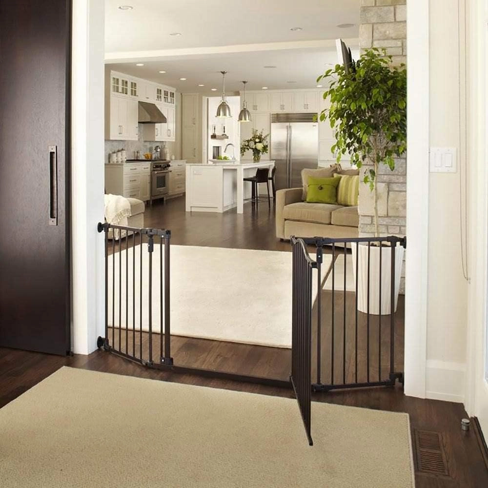 Toddleroo by North States 72” wide Deluxe Décor Baby Gate: Sturdy safety gate with one hand operation. Extra wide baby gate. Hardware Mount. Fits 38.3 - 72” Wide. (30" Tall, Matte Bronze)
