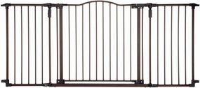 Toddleroo by North States 72” wide Deluxe Décor Baby Gate: Sturdy safety gate with one hand operation. Extra wide baby gate. Hardware Mount. Fits 38.3 - 72” Wide. (30" Tall, Matte Bronze)