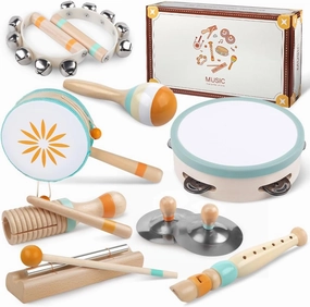 Toddlers Musical Instruments-Baby Montessori Wooden Musical Toys for Toddlers 1-3 Year Old,Kids Percussion Instruments Toy for 1 Year Boy&Girls,Christmas Birthday Gift for 1-3-5  Year Old