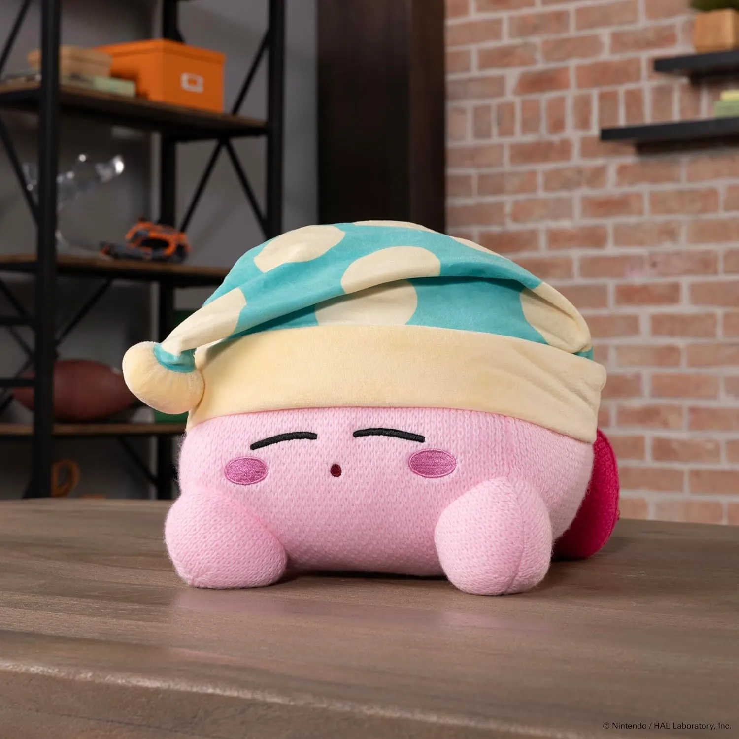 TOMY Nuiguru Knit Kirby Plush - Sleeping Kirby Plushie - Knit and Crochet Plushies - Collectible Crochet Stuffed Animals - Soft Cozy Plush Toys and Kirby Room Decor - 15 Inch