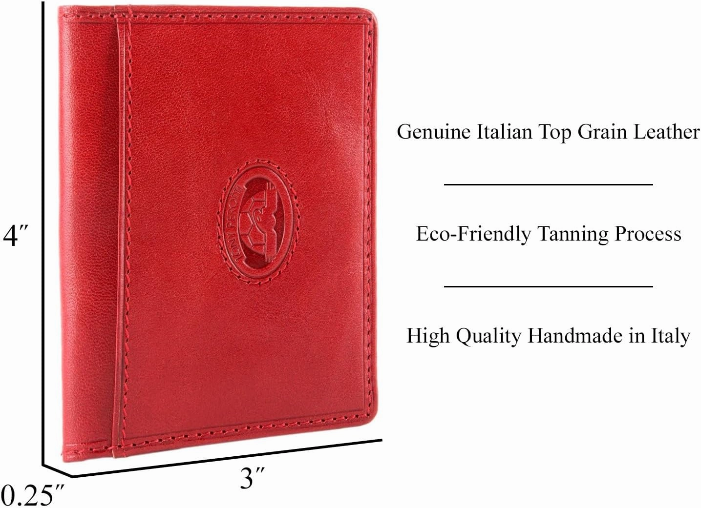 Tony Perotti Mens Italian Bull Leather Thin Bifold Credit Card Holder Wallet