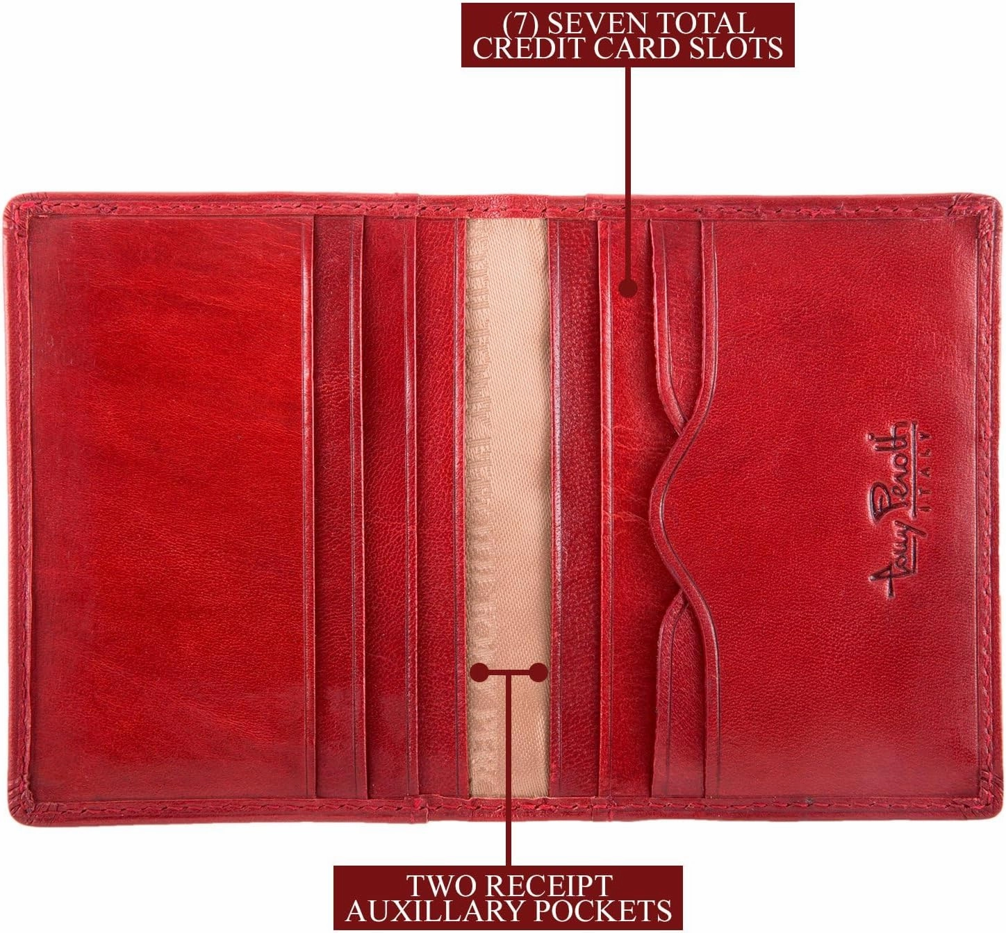 Tony Perotti Mens Italian Bull Leather Thin Bifold Credit Card Holder Wallet