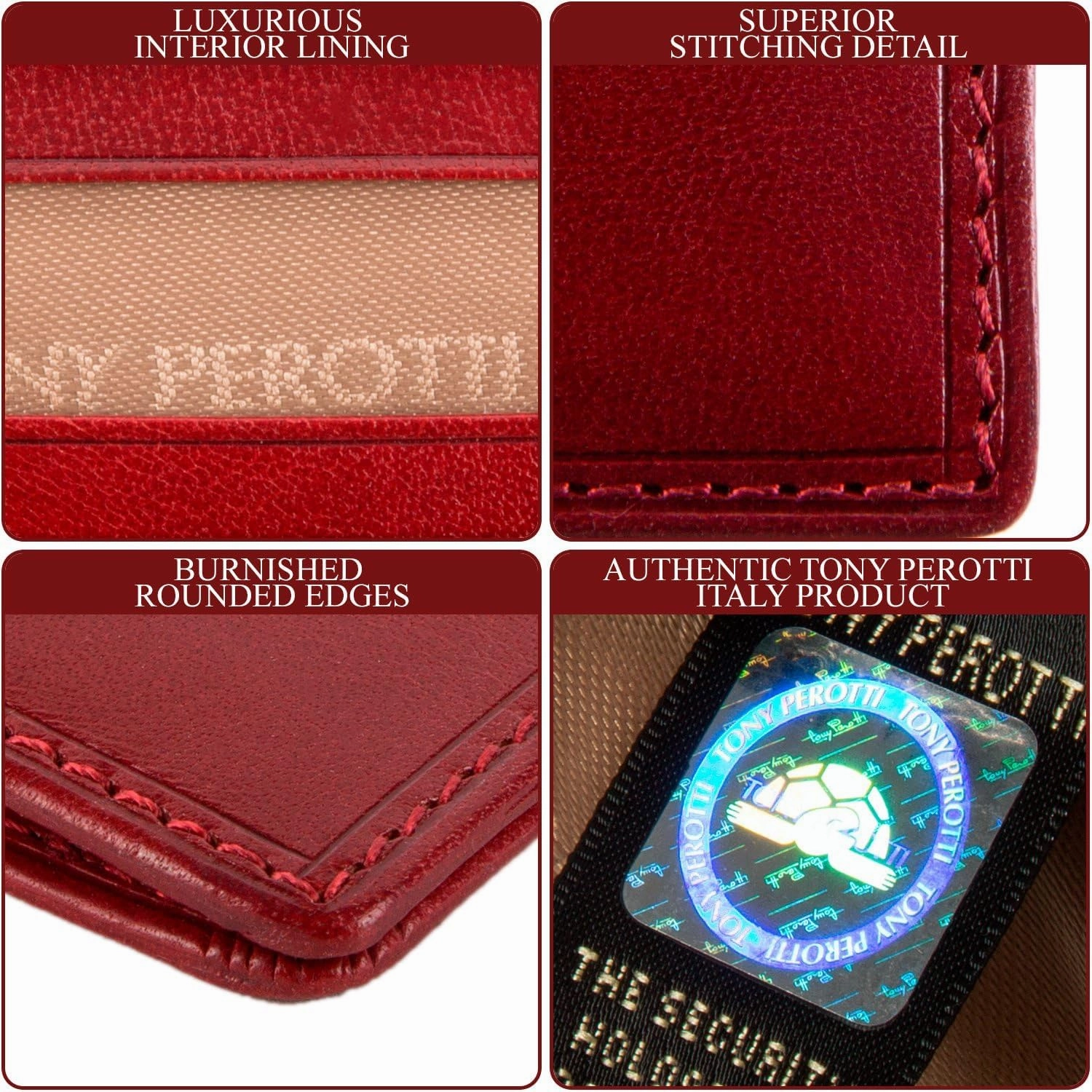 Tony Perotti Mens Italian Bull Leather Thin Bifold Credit Card Holder Wallet