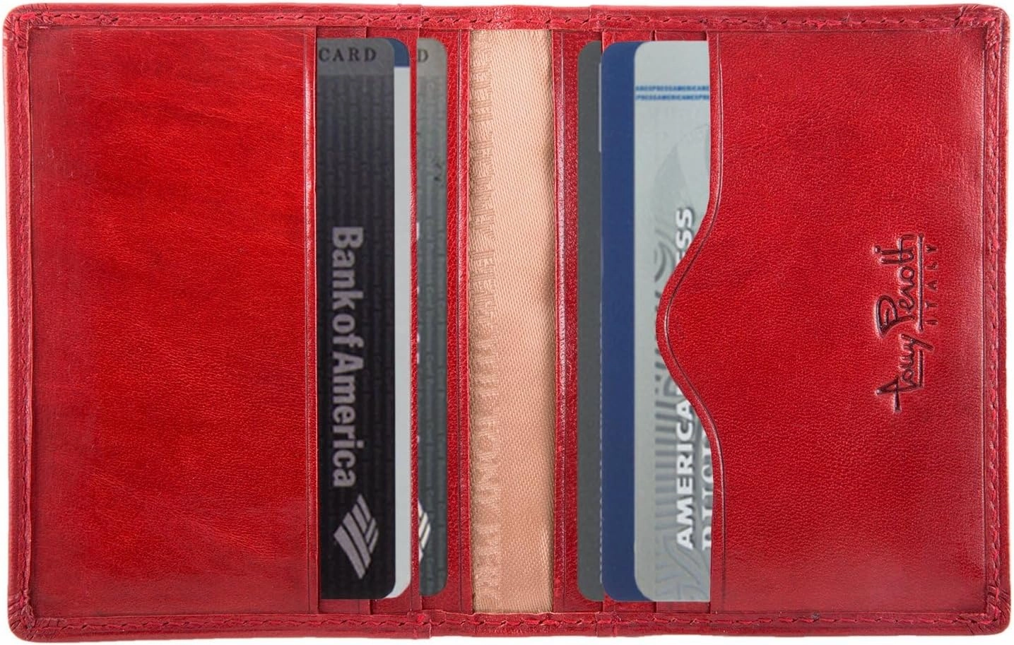 Tony Perotti Mens Italian Bull Leather Thin Bifold Credit Card Holder Wallet