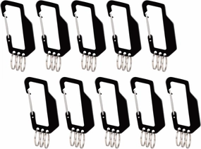 TopTie 10 PCS Carabiners, Keychain Clip Hook with 3 Key Rings, 3-3/8 Inches Aluminum Spring Clip