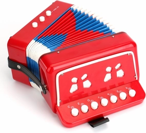 Tosnail Kids Accordion Toy 10 Keys Buttons Control Mini Musical Instruments for Children, Kids, Toddlers, Early Childhood Development - Red