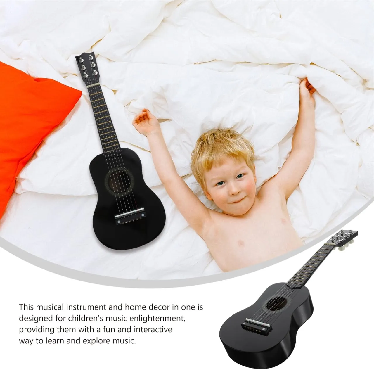 Totority Children's Guitar Toy Mini Toys for Childrens Guitar Acoustic Guitar Children's Toys Training Guitar Instrument Beginner Guitar Toy Guitar for Wooden Black