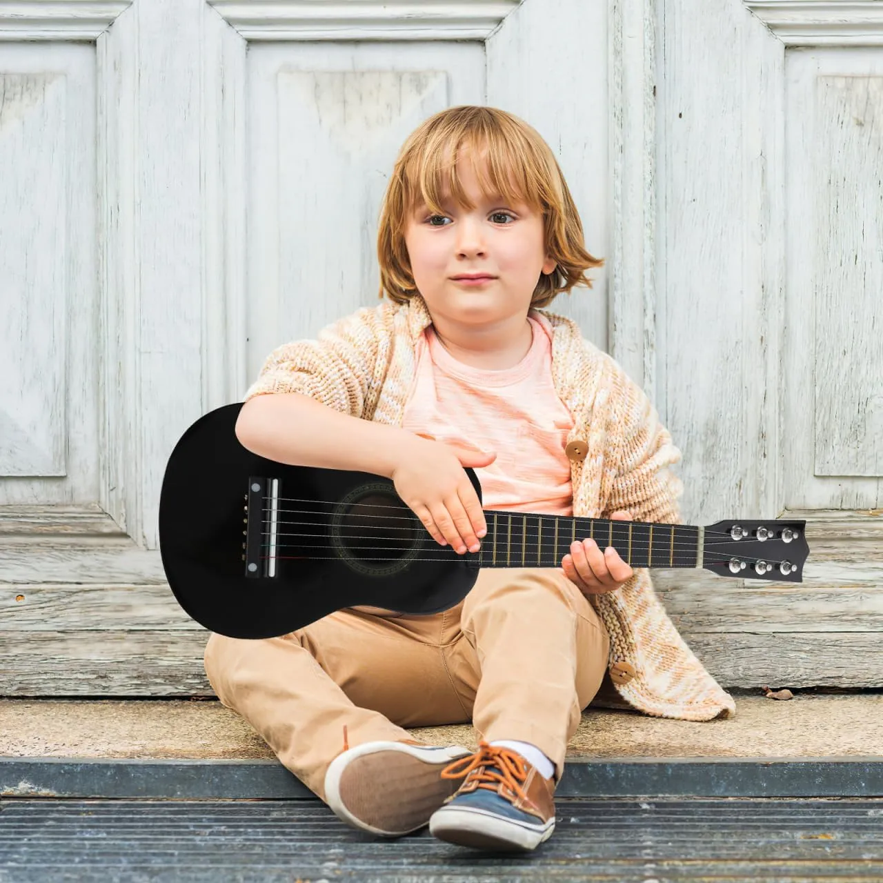 Totority Children's Guitar Toy Mini Toys for Childrens Guitar Acoustic Guitar Children's Toys Training Guitar Instrument Beginner Guitar Toy Guitar for Wooden Black