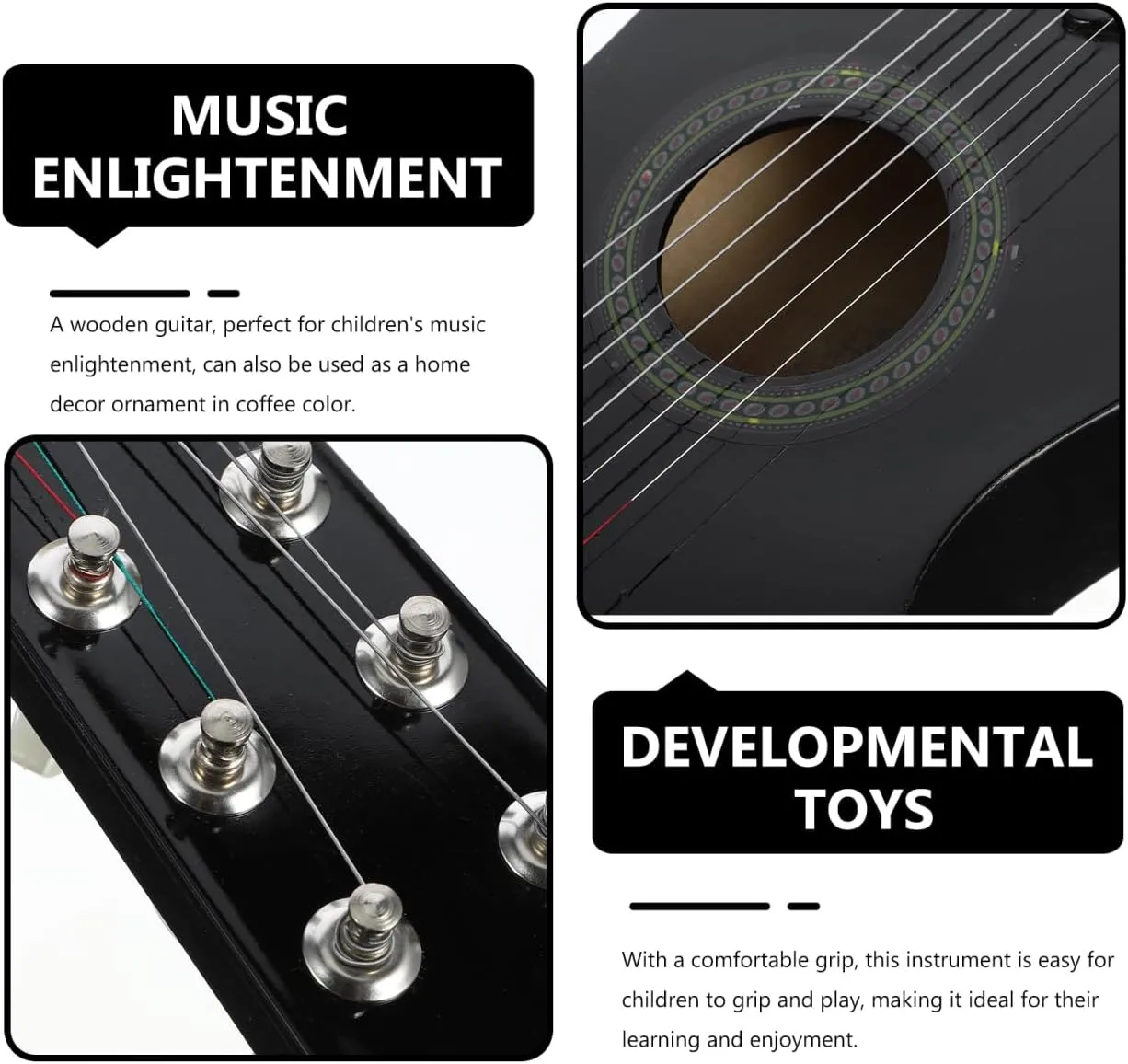 Totority Children's Guitar Toy Mini Toys for Childrens Guitar Acoustic Guitar Children's Toys Training Guitar Instrument Beginner Guitar Toy Guitar for Wooden Black