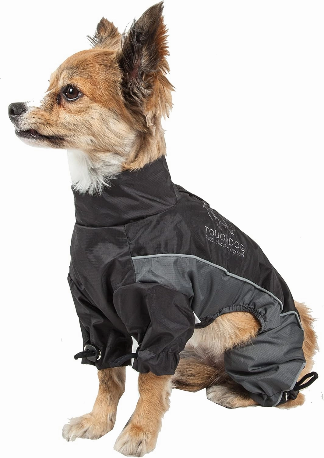 TOUCHDOG 'Quantum-Ice' Full Body Bodied Adjustable and 3M Reflective Pet Dog Coat Jacket w/ Blackshark Technology, Small, Black, Grey
