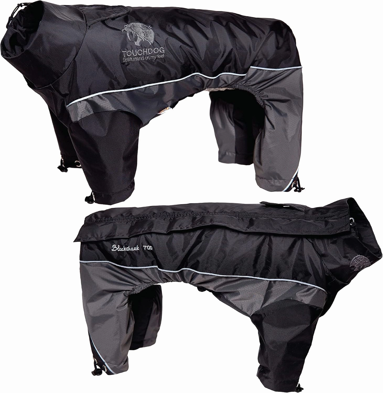 TOUCHDOG 'Quantum-Ice' Full Body Bodied Adjustable and 3M Reflective Pet Dog Coat Jacket w/ Blackshark Technology, Small, Black, Grey