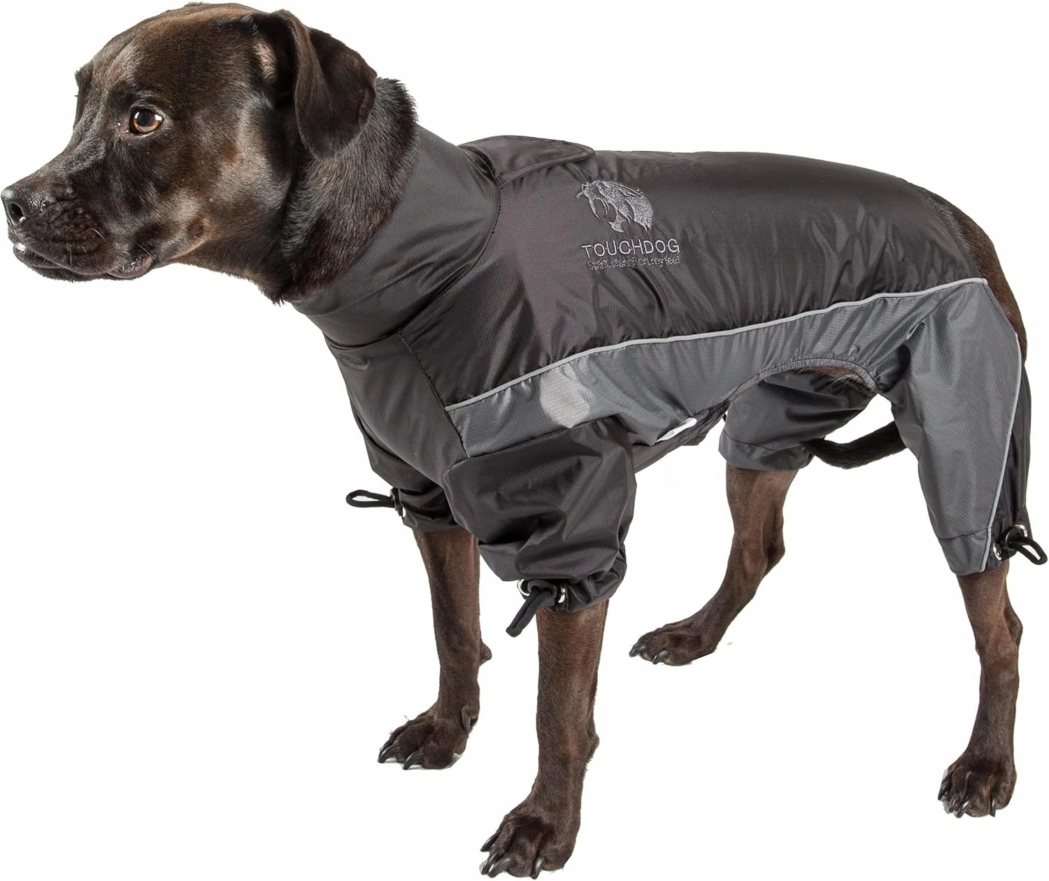 TOUCHDOG 'Quantum-Ice' Full Body Bodied Adjustable and 3M Reflective Pet Dog Coat Jacket w/ Blackshark Technology, Small, Black, Grey