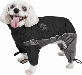 TOUCHDOG 'Quantum-Ice' Full Body Bodied Adjustable and 3M Reflective Pet Dog Coat Jacket w/ Blackshark Technology, Small, Black, Grey