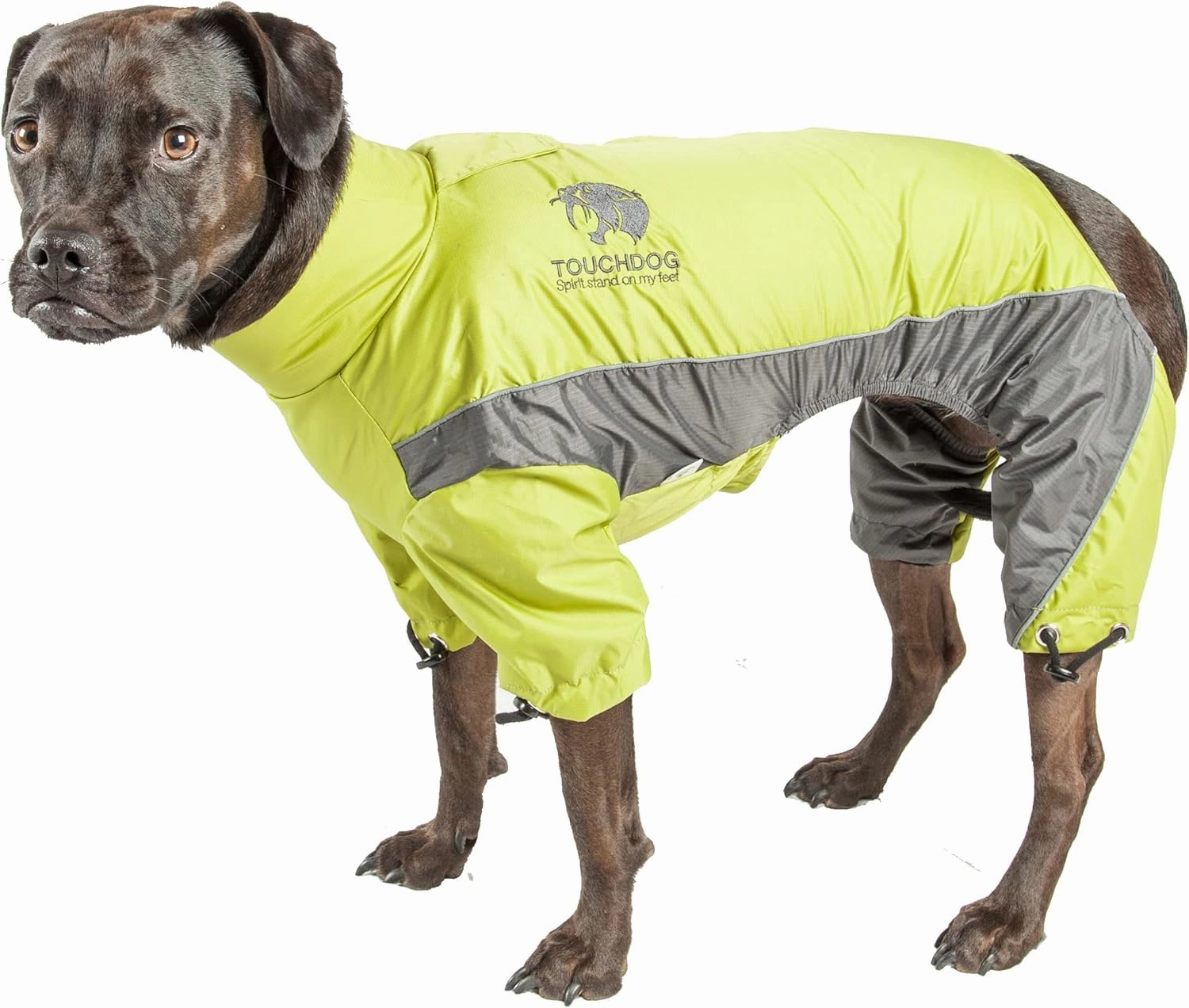 TOUCHDOG 'Quantum-Ice' Full Body Bodied Adjustable and 3M Reflective Pet Dog Coat Jacket w/ Blackshark Technology, Small, Light Yellow, Grey