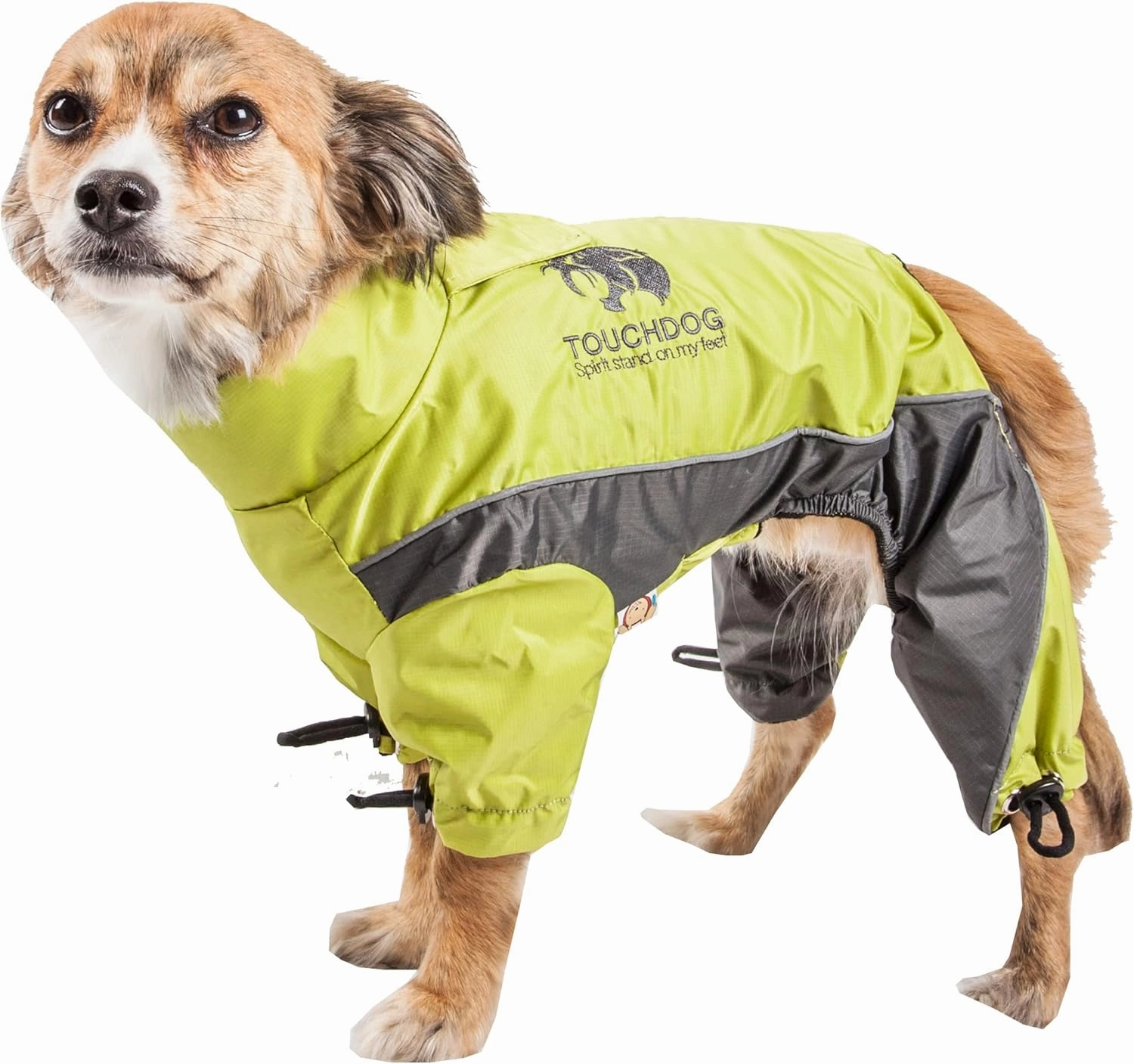 TOUCHDOG 'Quantum-Ice' Full Body Bodied Adjustable and 3M Reflective Pet Dog Coat Jacket w/ Blackshark Technology, Small, Light Yellow, Grey