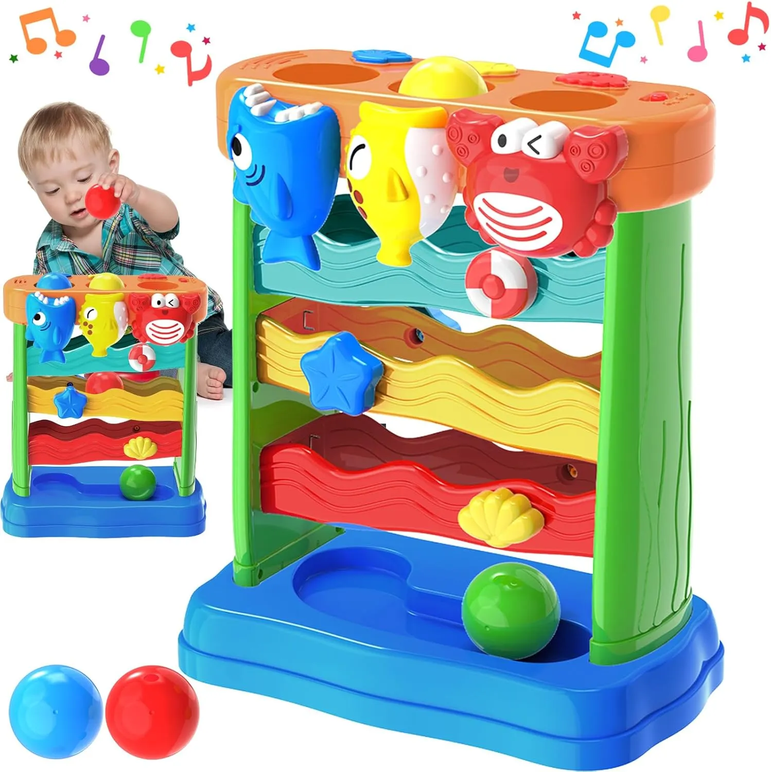 Toys for 1 2 3 Years Old, Interactive Feeding Toy with Music, Montessori Toys for Boy Girl, Musical Cause and Effect Game for 12  Months, Christmas Birthday Gifts for Baby Toddlers Age 1-3