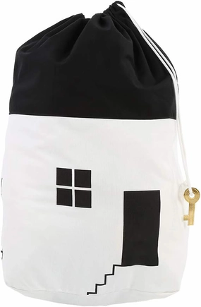 Toys Storage Bag, Massive Capacity Children Toys Storage Drawstring Bag House Appearance Outdoor Toys Carrying Bag (White)